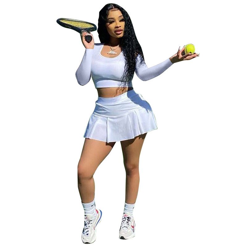 Fall Women Tennis Dress Suits Two Piece 