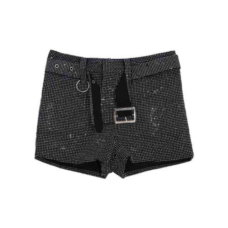 Pantalones cortos para mujer mujeres europeas verano sexy rivet diamantes club nocturno con cinturón hembra