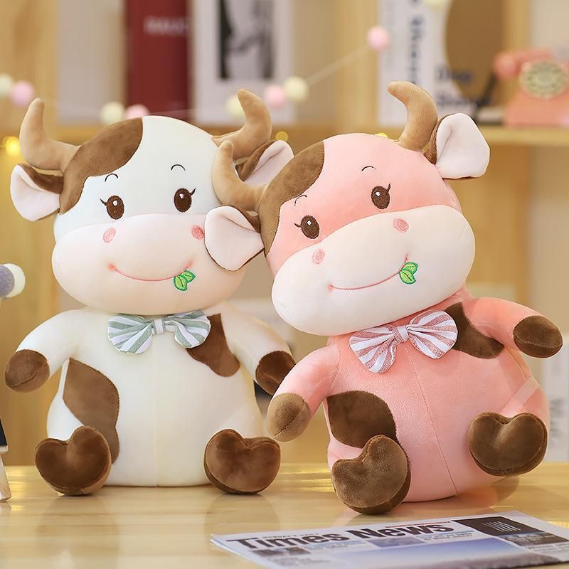 Soft & Stuffed Doll New 30 CM Cute Sleeping Cow Plush Animal Toy Kawaii Cattle 