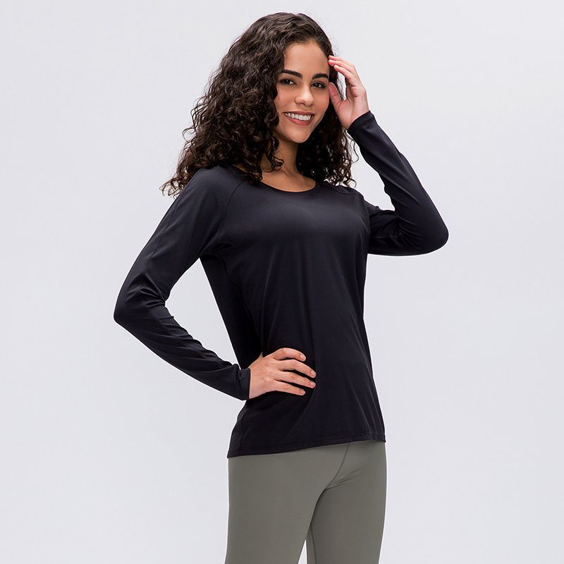 2021 Nuevos deportes Tops Gimnasio Fitness T Shirt LU-113 Mujer de larga Yoga
