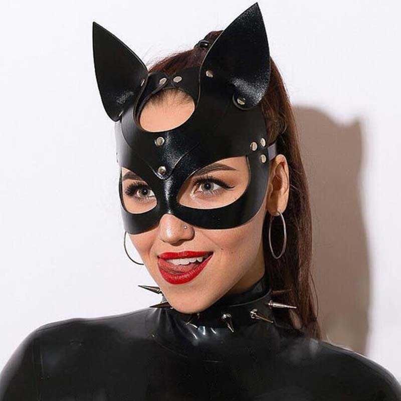 BDSM mask Cat fetish mask Fetish mask,Black leather mask,Sexy mask,Mature Masquerade mask,Bondage mask face mask