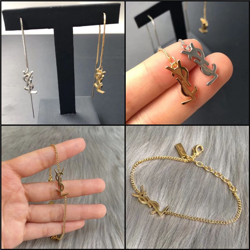 1:1 Dupe Pendants Swa-rovski Y-S-L Saint-Laurent Classic Bracelet and Earrings with Gift Box