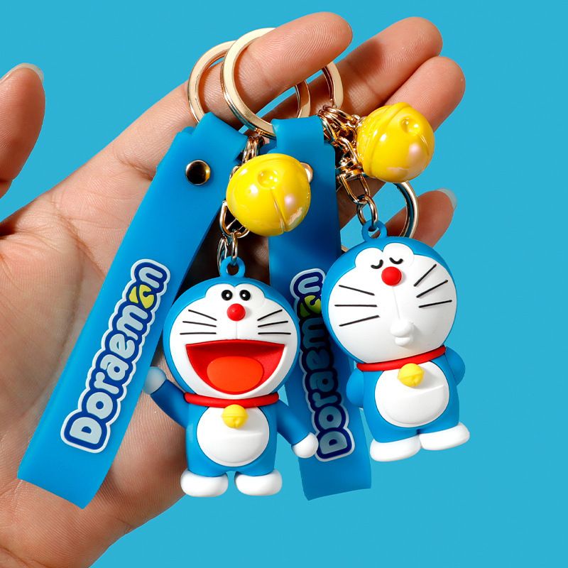 New Cartoon Doraemon Keychain Dingdang Cat Lovers Bag Pendant Blue Fat Car