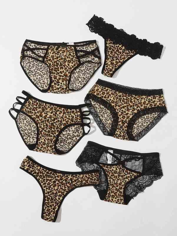 Compra Leopard Print Hollow Out Lace Briefs Midnight Sexy Seduction Charm  Fun Ropa Interior Sede De Seis Piezas 211201 Barato | Entrega Rápida Y  Calidad | Es.Dhgate