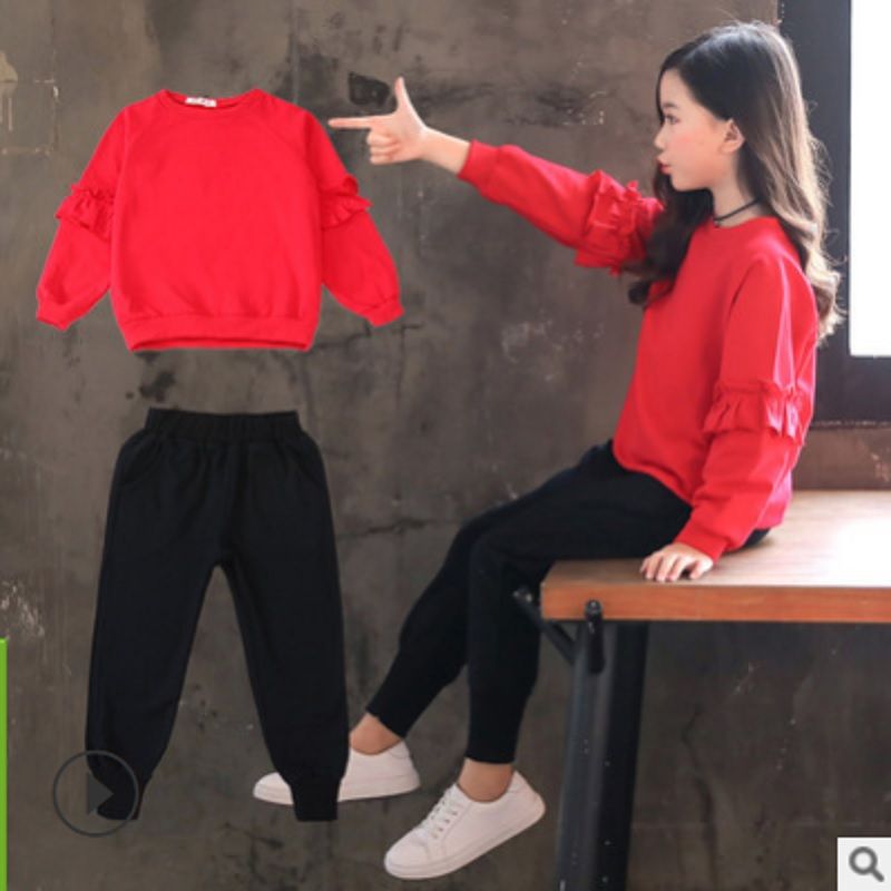Compra Juego De Ropa De Moda Para Niñas 2022 Nuevo Primavera Y Otoño Niños  Ropa Conjuntos Niños Abrigo De 2 Piezas Con Capucha Roja Pantalón Negro  Tamaño4 14 LY037 Barato | Entrega