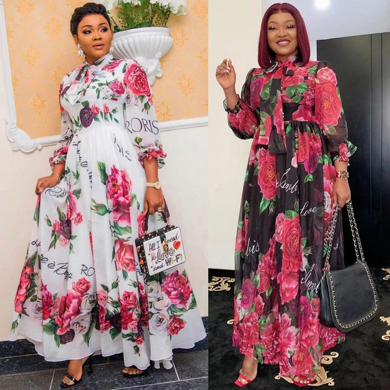 Compra Vestidos Para La Cena Para Las Mujeres Africanas Primavera Verano  Otoño Vestido Elegante Flores Impresas Dashiki Vestido Largo Damas Ropa  Barato | Entrega Rápida Y Calidad | Es.Dhgate