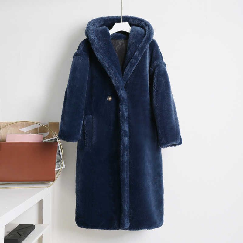 Navy teddy coat