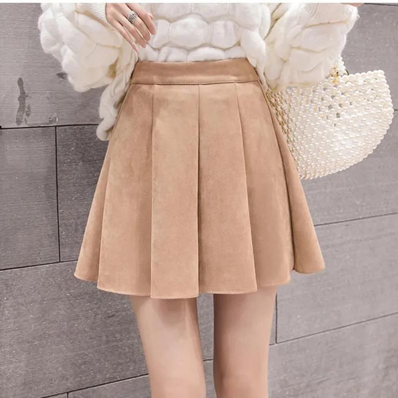 Acquistare Gonne In Pelle Scamosciata In Pelle Scamosciata Corta Vita Alta  A Vita Alta Syttle Primavera Chic Mini Signore Solido Casual Elegante Pleas  Gonna Economico | Consegna Veloce E Qualità | It.Dhgate