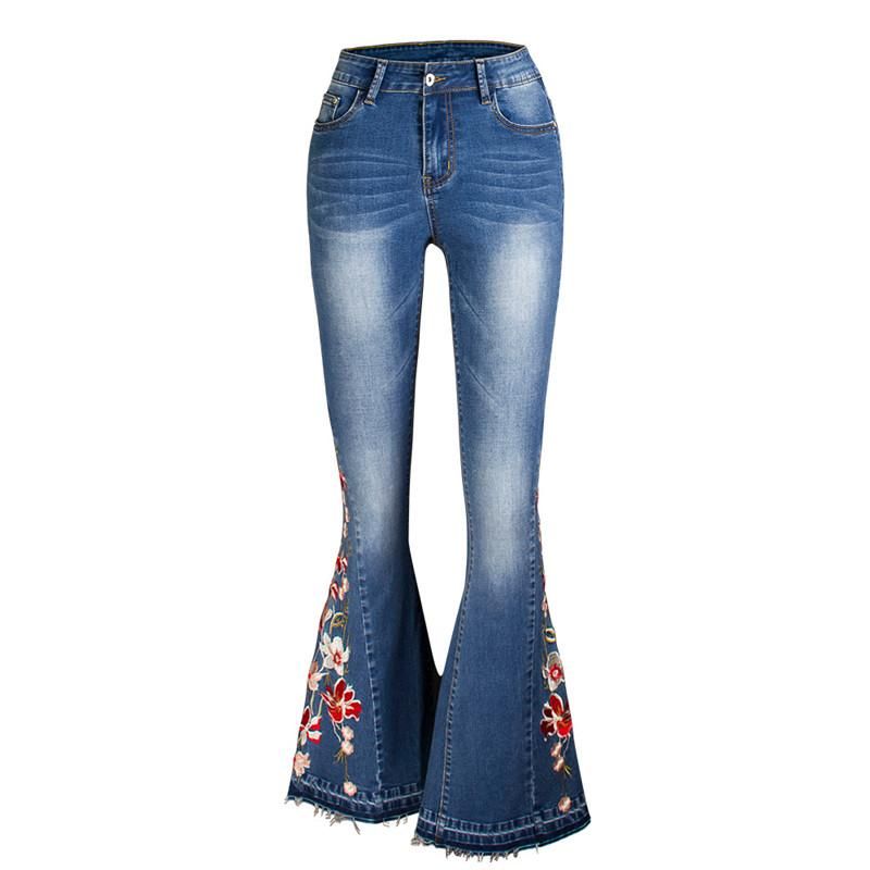 Compra Moda Mujeres 3D Bordados Bordados Pantalones Vaqueros Azul De Mezclilla  Pantalones De Pierna Ancha Estiramiento Apretado Sexy Pantalones Casuales  Más Tamaño Kw1121 Barato | Entrega Rápida Y Calidad | Es.Dhgate