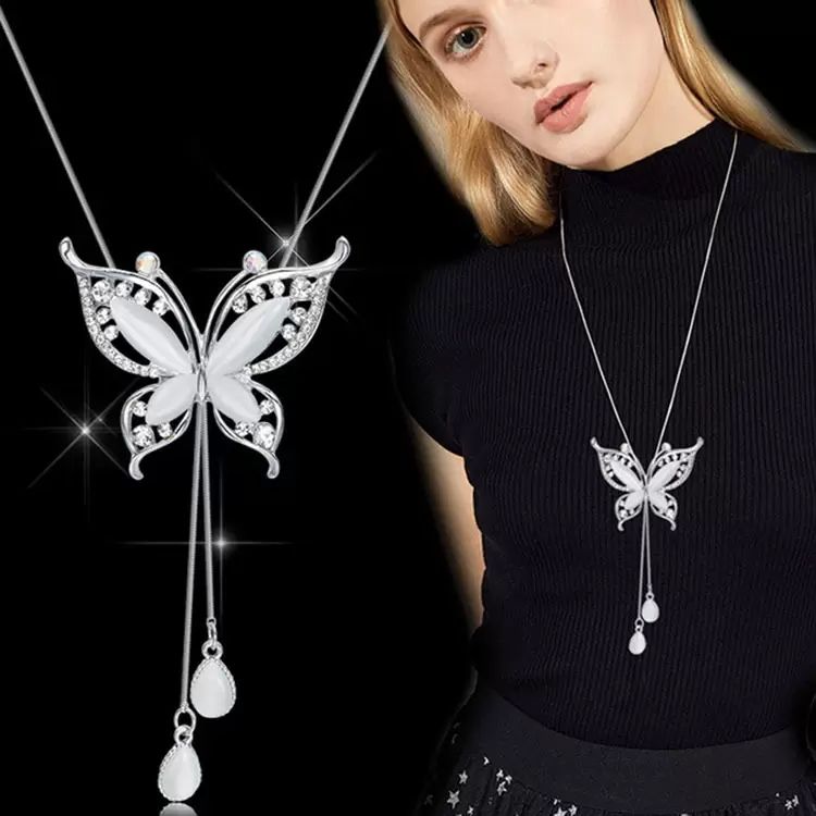 Collar para mujer Opal Butterfly Collares Colgantes Joyas de cadena de
