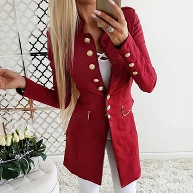 Compra Guanadora De Mujeres Abrigos Oficina Mujer Abrigo Largo Blazer Moda  Moda Solo Breasted Invierno Chaqueta Delgada Sólido Femenino Rojo Ropa  Exterior Negro Barato | Entrega Rápida Y Calidad | Es.Dhgate