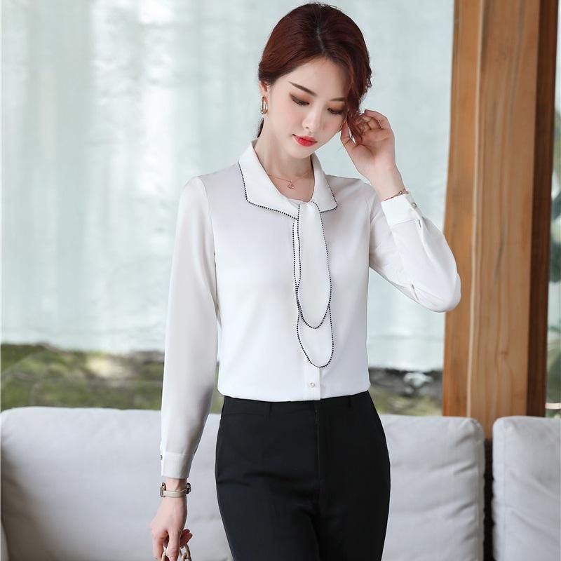 Blusas Para Mujer Camisas De Moda Damas Blusa Blanca Tops Elegante Manga Larga Trabajo Trabajo Oficina Uniforme Estilos De 35,87 |