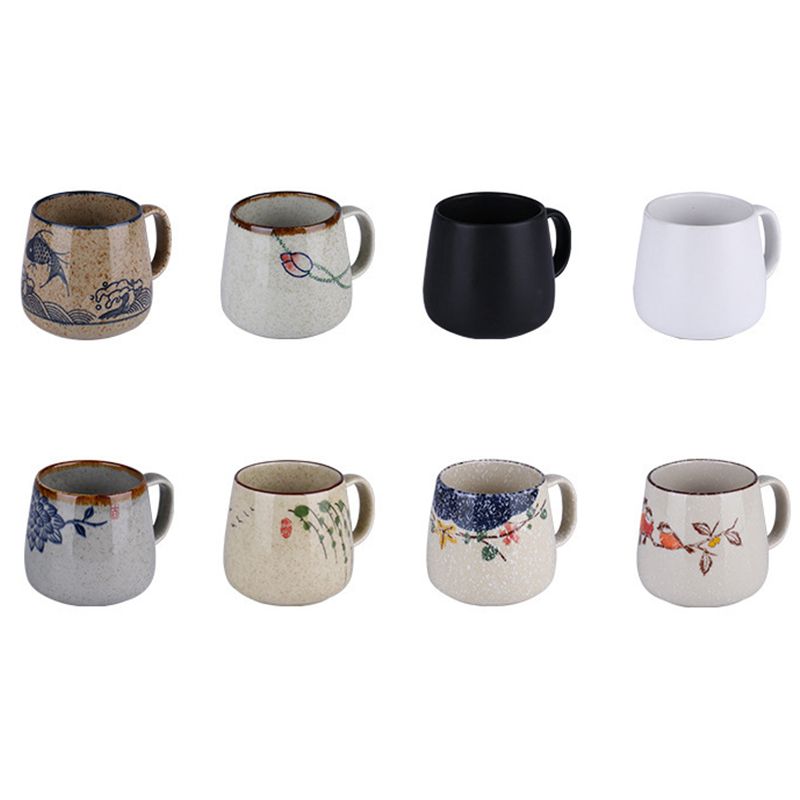 Vintage Coffee Mug Unique Retro Style Ceramic Cups 380ml Kiln Change Clay  Coffee Mug with Lid spoon Creative Gift for Friends