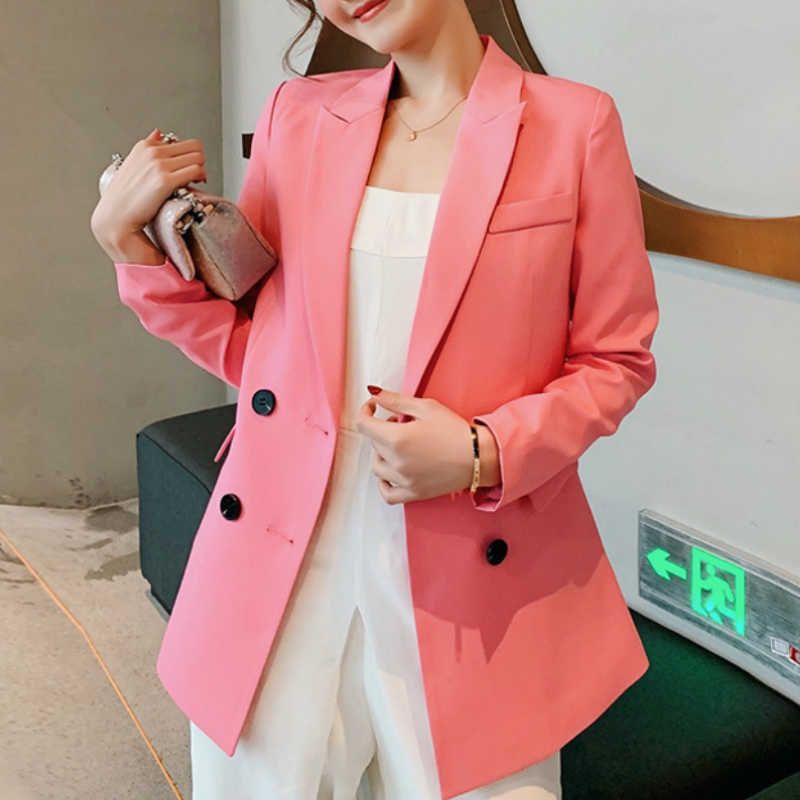 OFFICE LADY FLOWER LONG SLEEVE DOUBLE BREASTED BLAZER COAT SPRING AUTUMN OUTWEAR 