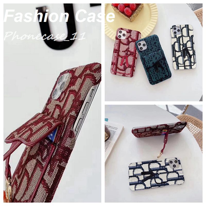 Fashion Card Pocket Textile Kickstand Iphone Cases For Phone 12 Pro Max