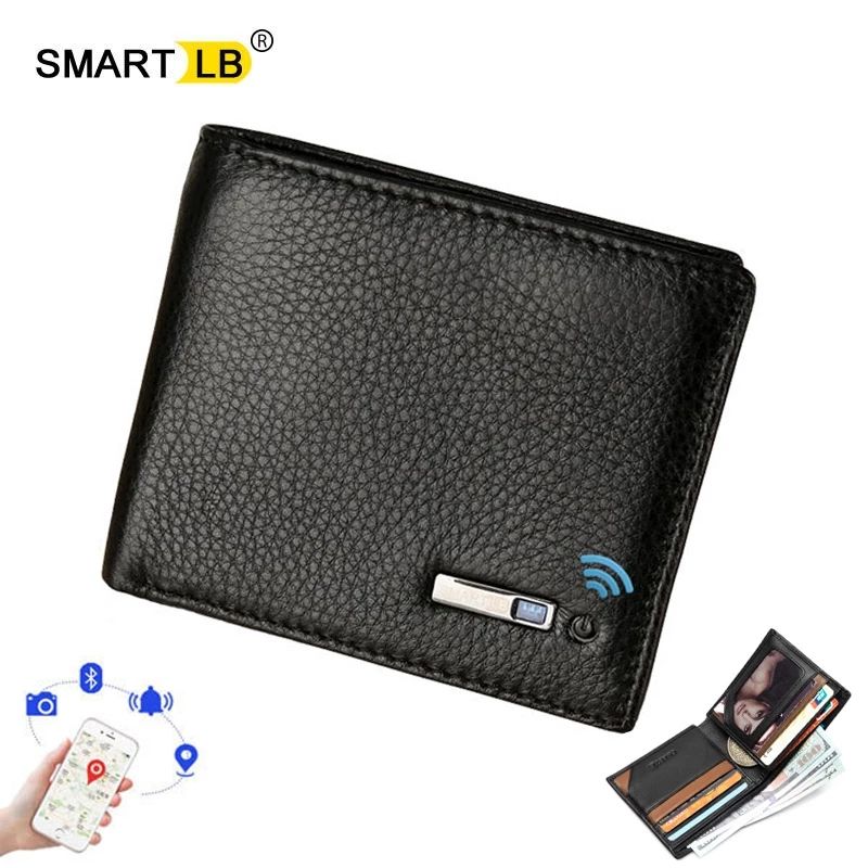 Smart Wallet Bluetooth Anti Lost Genuine Leather Men Wallets Soft