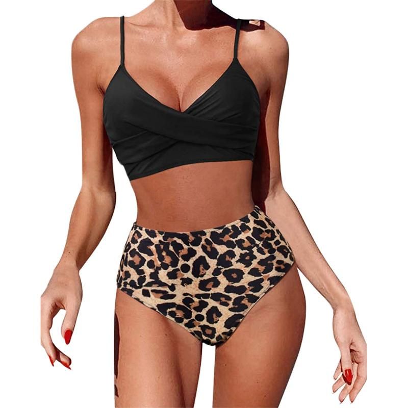 Bikini Push-up Con Estampado De Leopardo Para Mujer Swimwear 