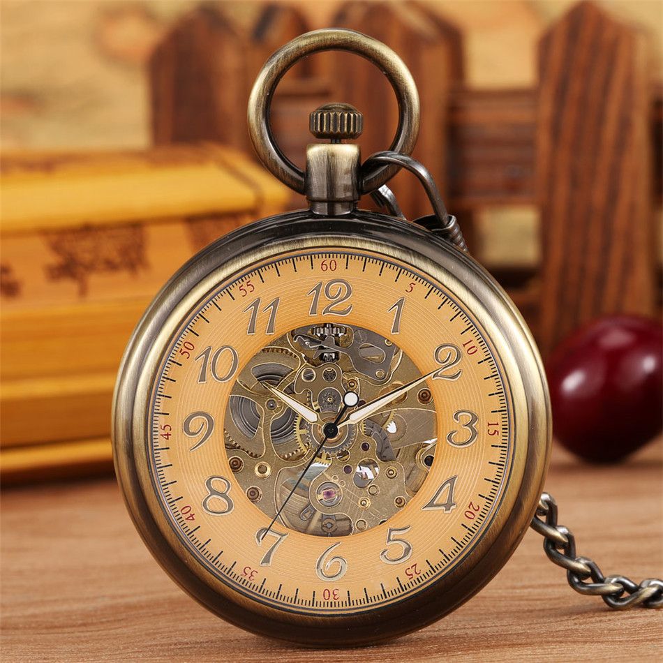 Reloj Mecánico De Bronce Antiguo Automático Auto Bobinado Retro Cara Abierta Reloj De Bolsillo Regalos Llegada Masculina 2021 De 43,18 € | DHgate