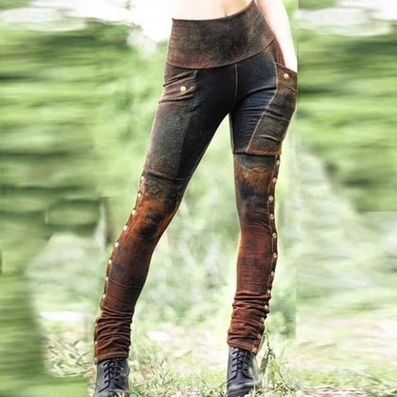 Women Trousers Rivet Split Sexy Pencil 