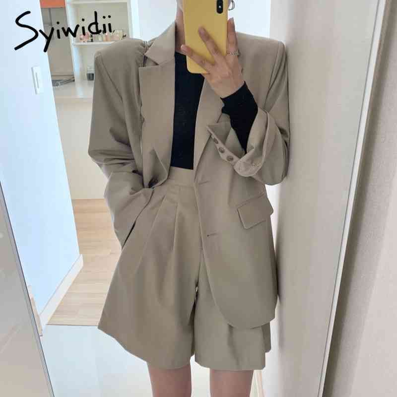 Acquistare Syiwidii \u200b\u200bDonne Blazer Coreano Blazer E Pantaloncini 2 Pezzi Set  SET SET SET STIPOLA STRIGINA ESTATIVA ABITI UFFICIO BUSINESS BUSINESS  GIACUALE ALIMENTARE AUTOBITS 210517 Economico | Consegna Veloce E Qualità |  It.Dhgate