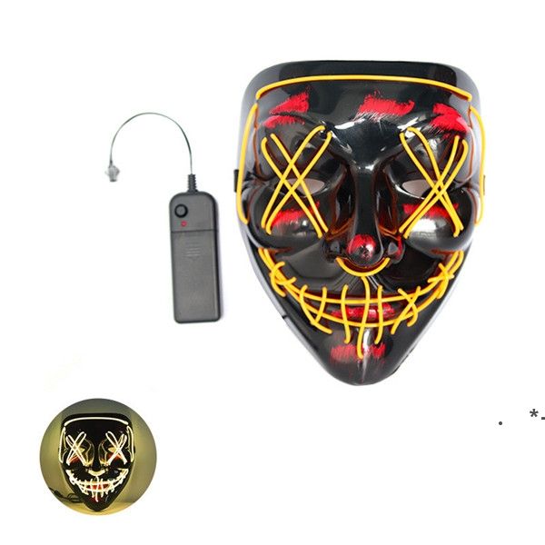 10 couleurs! Masque de fête effrayant d'Halloween Cosplay Masque à LED Allumez le masque d'horreur El Wire pour Festival Party Sea Ship CCA7074