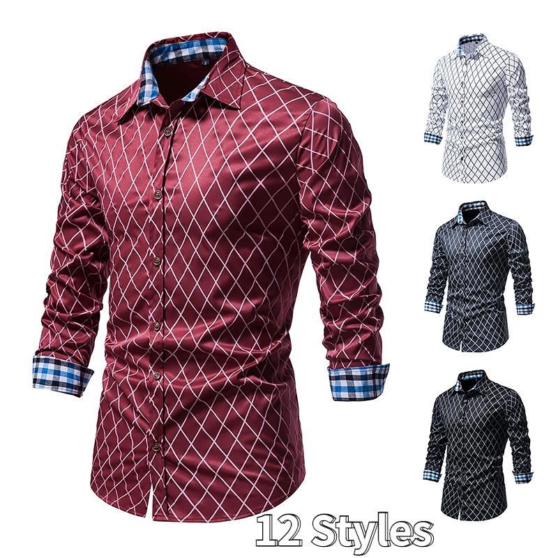 Compra Camisas Casuales Para Hombres 2022 Moda De Negocios Impresión A  Cuadros De Manga Larga Oficina De Fiesta Barato | Entrega Rápida Y Calidad  | Es.Dhgate