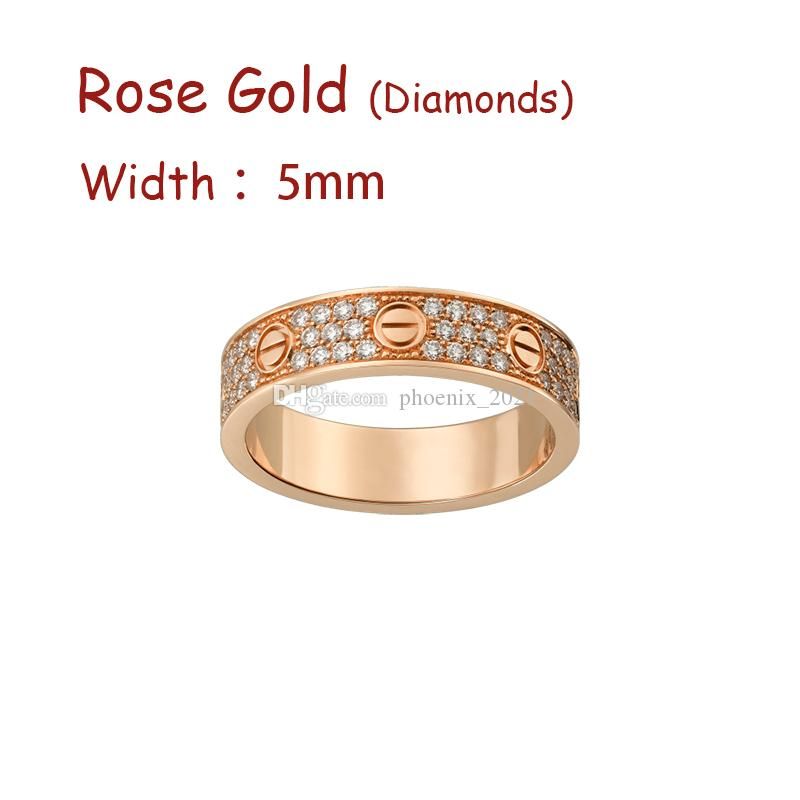Розовое золото (5 мм) -Diamonds Love Ring