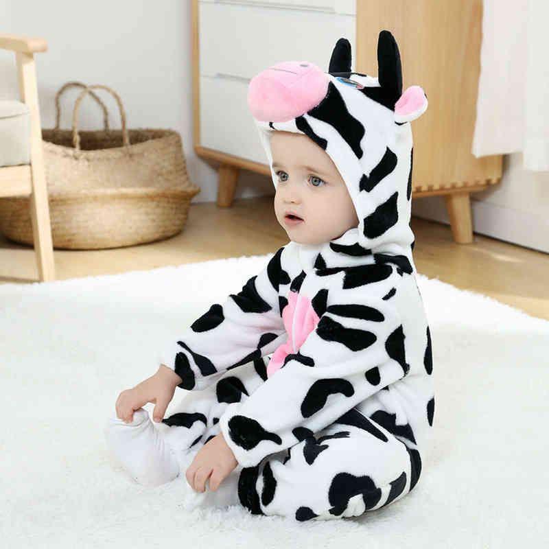 Lindas vacas bebé mameluco pijamas niños bebés animales cosplay traje niños niñas body winter