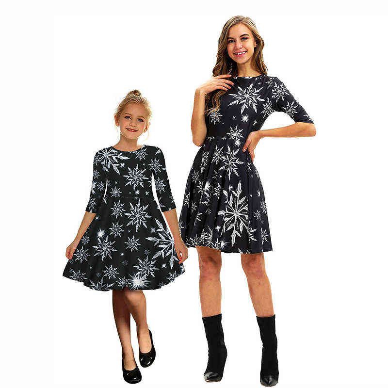 Mamãe e filha vestido de natal festa de família bonito pai-criança roupas  moda impresso adolescente