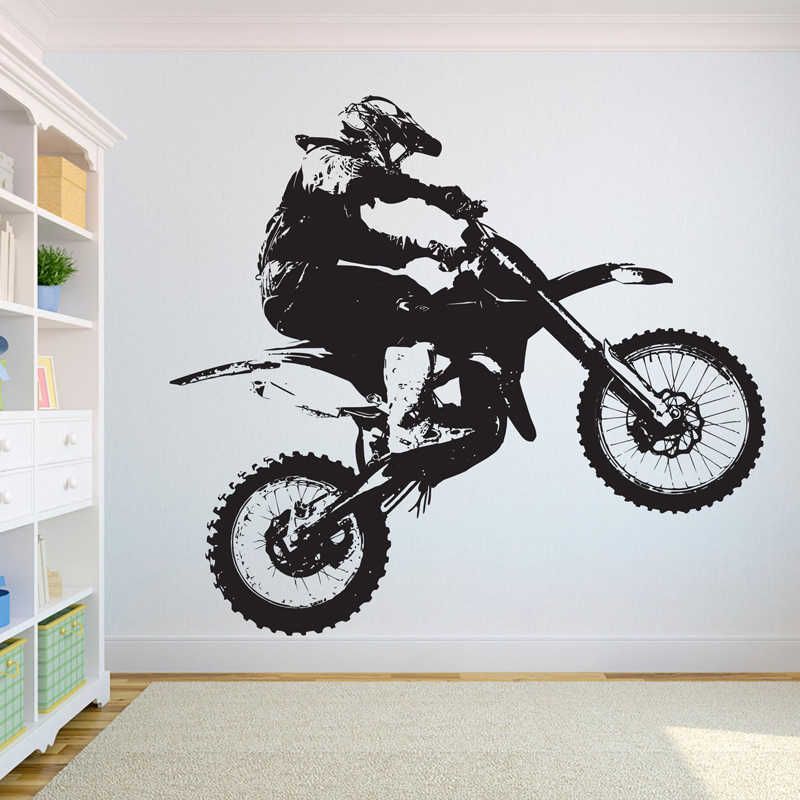 Venda Por Atacado De Dirt Bike Motocross Parede Decalque Decalque Cool Estilo Janela Vinil Adesivos Adesivos Quarto Homem Caverna Clube Casa Decoracao Papel De Parede E128 Por Lu008 A Um Preco
