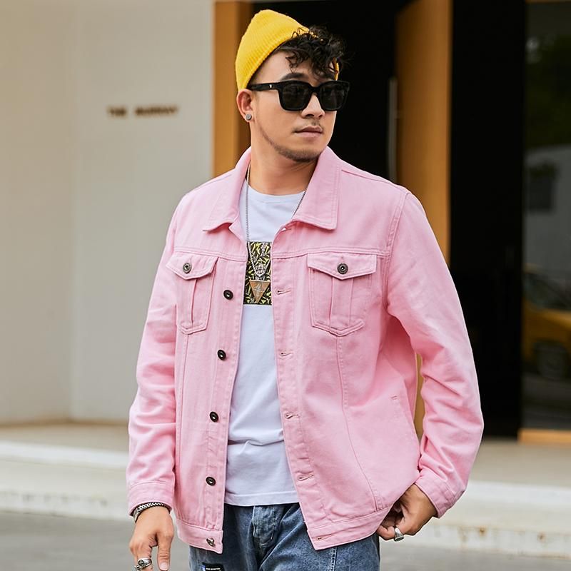 pink denim jacket men