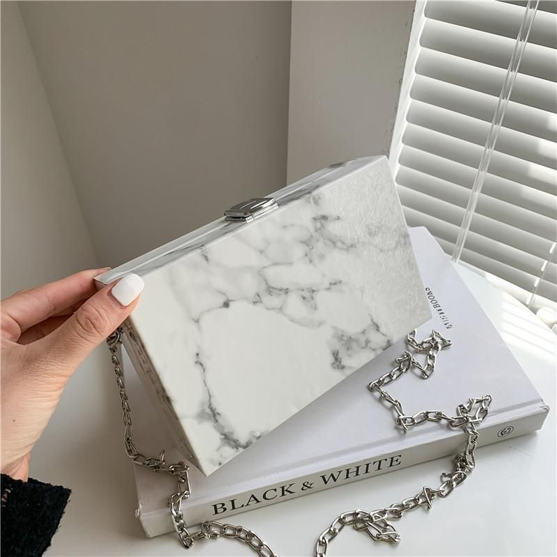 fashion marble box women handbags designer chains shoulder