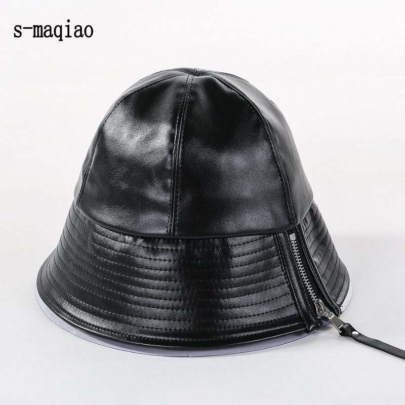 Acquistare Cappelli Il Pescatore Di Cuoio Della Chiusura Della Cerniera  Delle Donne Invernali Il Cappello Da Viaggio Allaperto Pieghevole  Pieghevole Cap Del Bacino Cappumenti Del Bacino Del Bacino Di Streetwear  Bucket Gorras