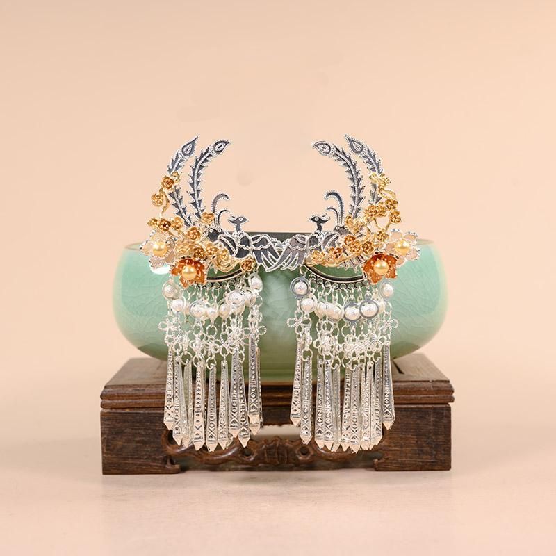 Women's Ancient Style Handmade Peony Hairpin Tassel Palace Retro Cosplay 