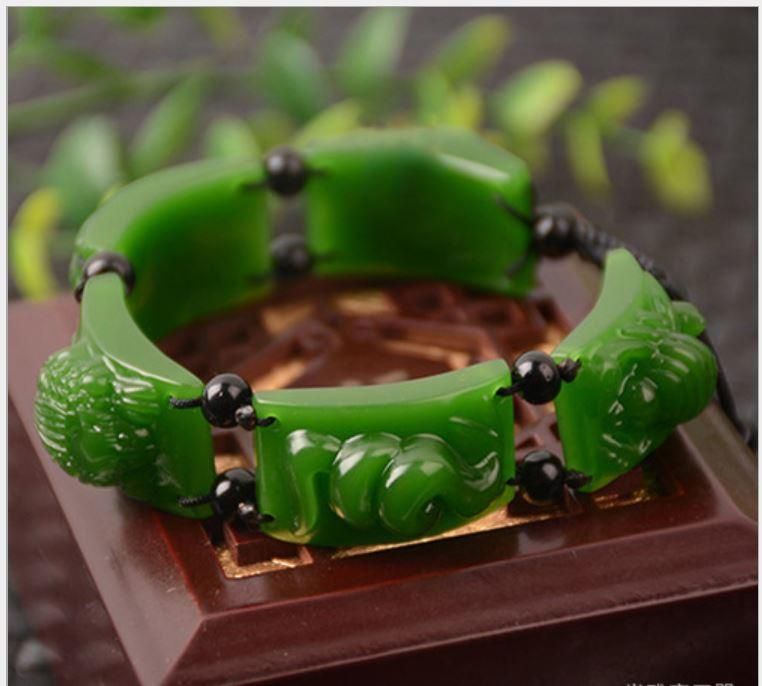 Diğer Bilezikler Doğal Jasper Bileklik El Yapımı Boncuk Bilezik Erkekler Için Jade Takı Gerçek Yeşil Ekle Sertifika