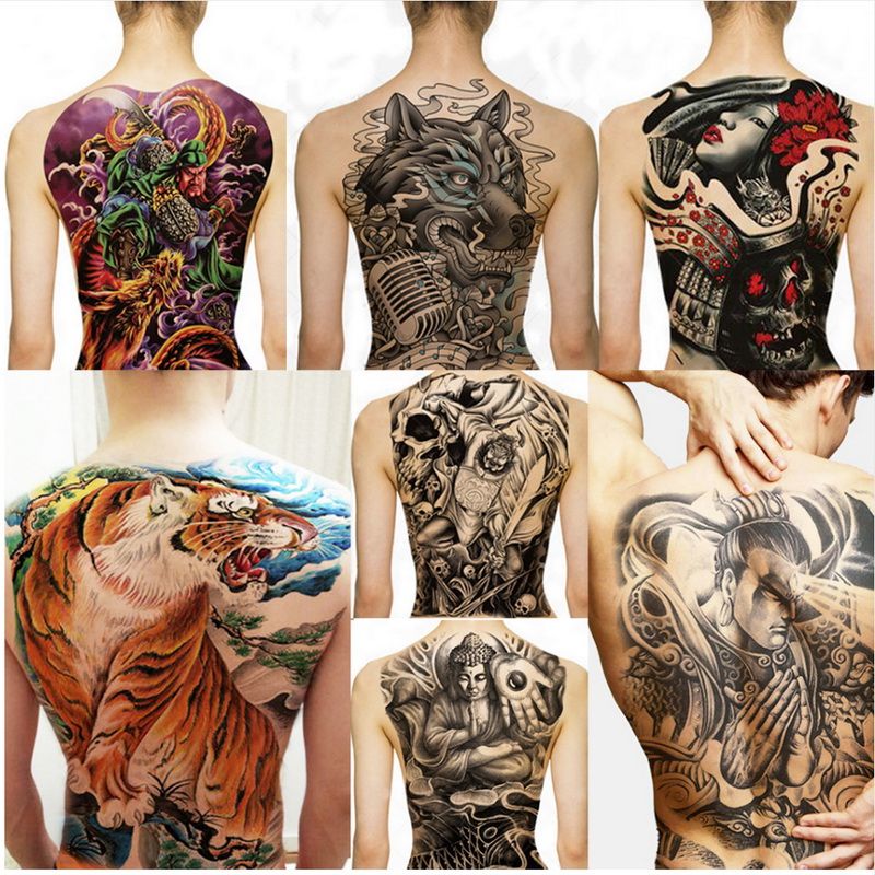 Big Large Full Back Chest Tattoo large tattoo stickers fish wolf Tiger Dragon waterproof temporary flash tattoos cool men women Big Large Full Back Chest Tattoo large tattoo stickers fish wolf Tiger Dragon waterproof temporary flash tattoos cool men women