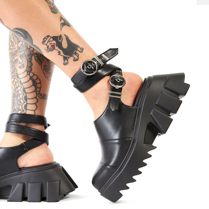 2021 Merk Gothic Black Style Girls 2021 Geweldige Kwaliteit Cosy Summer  Chunky Hakken Sandalen Dames Gladiator Casual Platform Schoenen Maat 43 Van  Hellopony, 37,77 € |DHgate