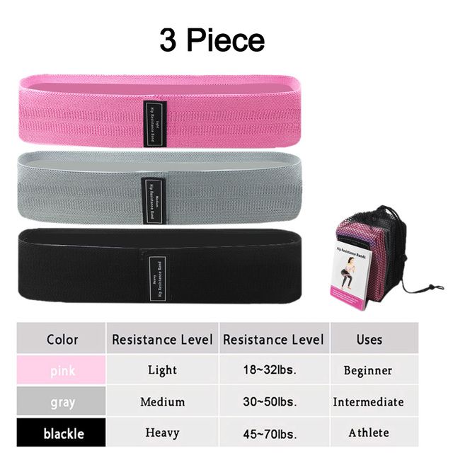 3pcs Pink Grey Black Resistance Bands