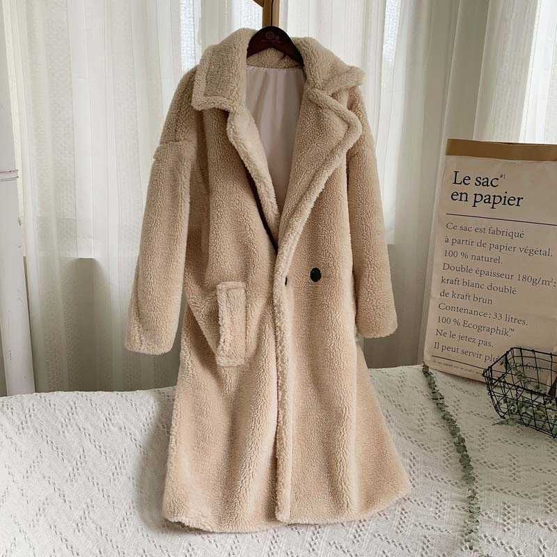 beige teddy coat