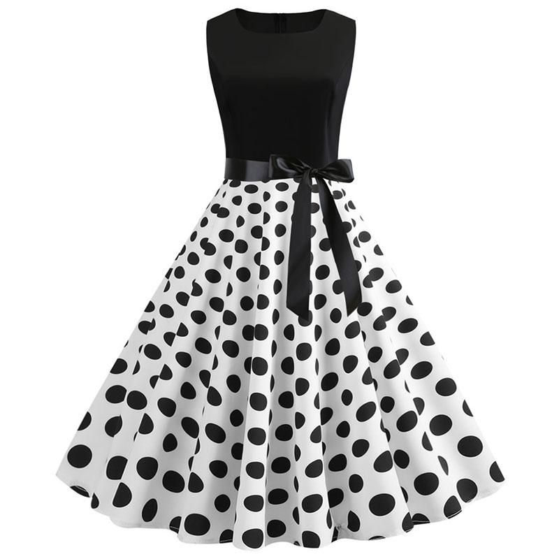 Casual Dresses Black Polka Dot Summer Dress Women Floral Vintage Pin Up  Vestidos Robe Femme A Line Sleeveless V Neck Sexy Party From Tdowntownlady,  $10.35 | DHgate.Com