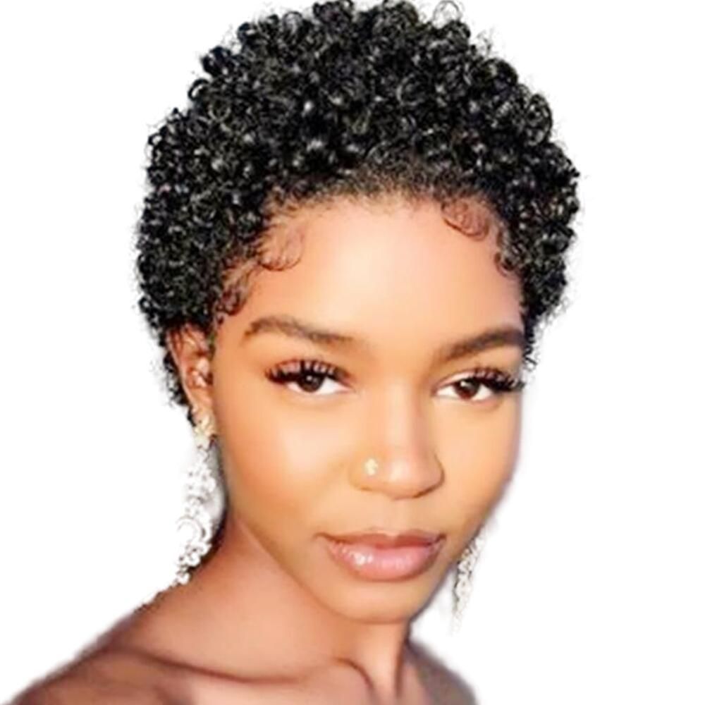 Short Afro Kinky Curly Hair Wigs for Black Women Large Bouncy and Soft Natural Looking Premium humanHair Machine made Wig Short Afro Kinky Curly Hair Wigs for Black Women Large Bouncy and Soft Natural Looking Premium humanHair Machine made Wig