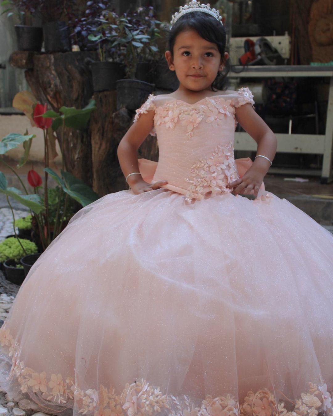 Elegante rubor rosado 2022 flores vestidos de niñas para boda fiesta  vestido de bola de encaje