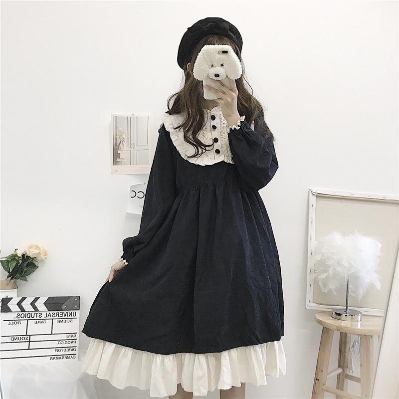 Compra Vestidos Casuales Japón Lolita Estilo Ropa De Mujer Marca De Moda  Dulce Kawaii Vestido Mujeres Primavera Otoño Patchwork Ruffles Ulzzzang  Barato | Entrega Rápida Y Calidad | Es.Dhgate