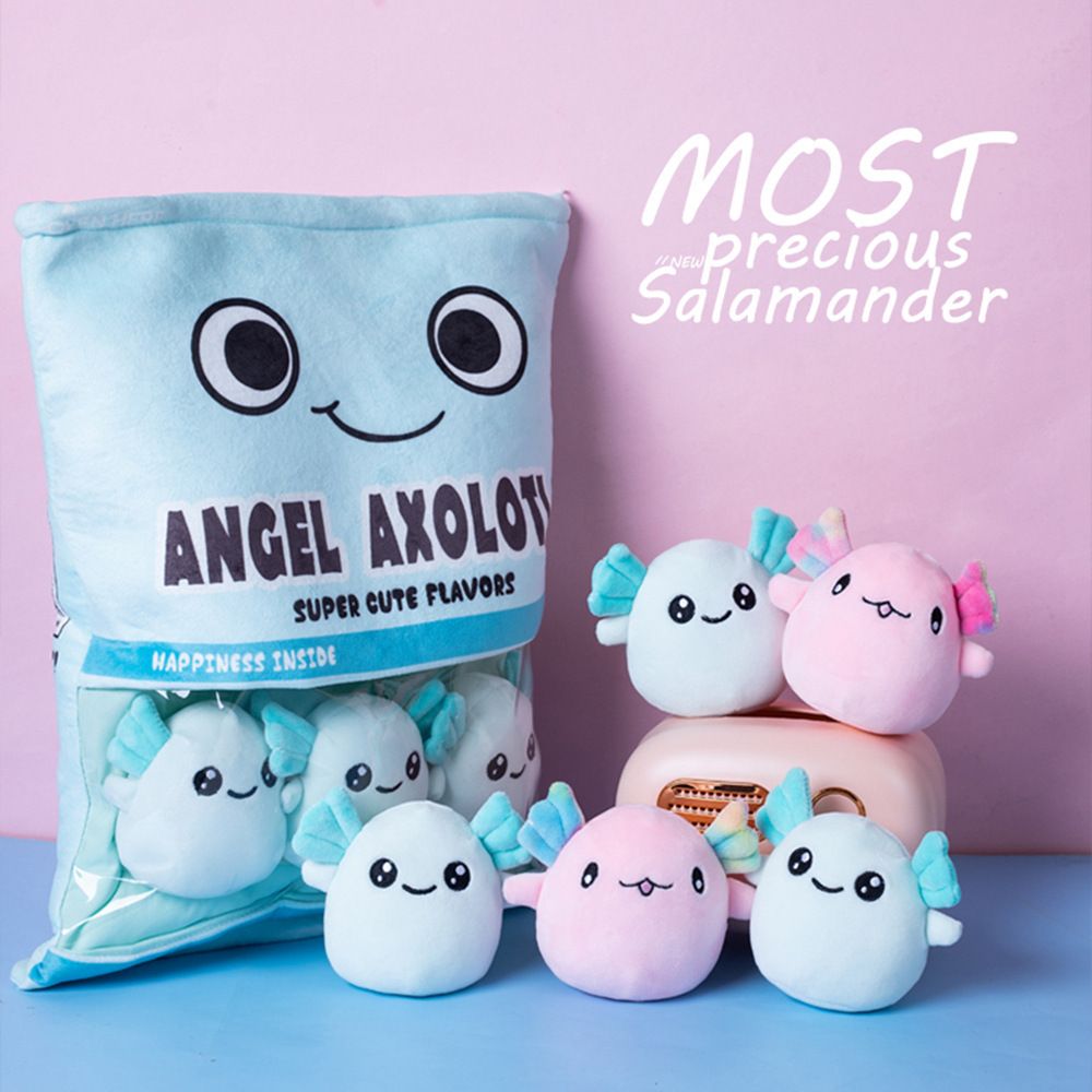 6pcs Axolotl A Bag of Cartoon Plush Toys Kawaii Animal Axolotl Plushies Figure Doll Soft Blue Pink Salamander Stuffed Doll Gifts 6pcs Axolotl A Bag of Cartoon Plush Toys Kawaii Animal Axolotl Plushies Figure Doll Soft Blue Pink Salamander Stuffed Doll Gifts