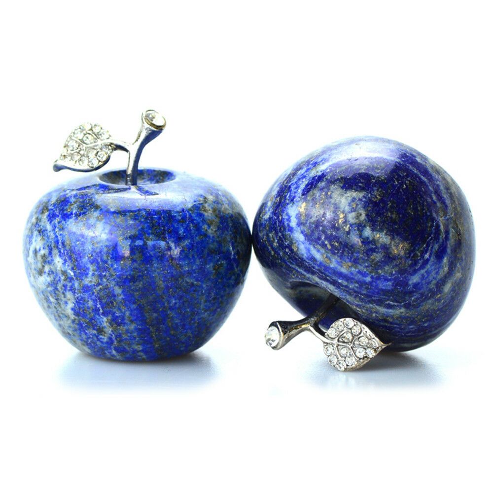 2'' Lapis Lazuli Natural Crystal Apple Figurine Carved Gift Gemstone Paperweight