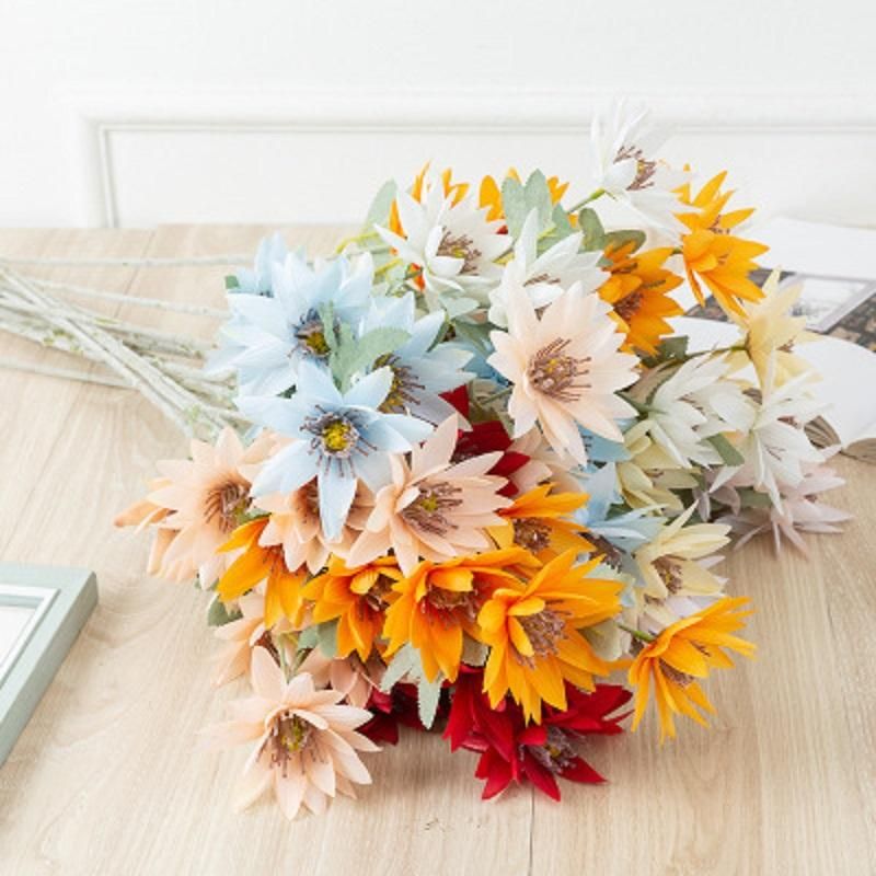 Cabeças Aster Artificial Flowers Gerbera Flores Margarida Bouquet Vaso para  Casa Decoração Casamento Nupcial Falso Flor