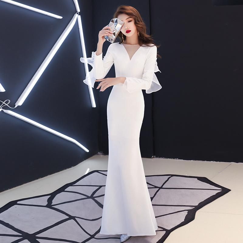 Compra Vestidos Informales Mujeres Blancas Vestido De Fiesta Sirena Long  Smermaid Cheongsam O Cuello Elegante Prom Prom Noble Vintage Vestido  Vestido XS 3XL Barato | Entrega Rápida Y Calidad | Es.Dhgate