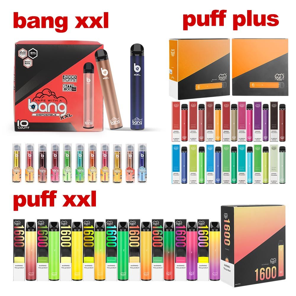高品質！！！ Puff Bar Puff Plus Bang XXL XXTRA 2000 PUFFSタバコ使い捨てブペペン装置POD XTRA蒸発器蒸気キット卸売在庫!!!