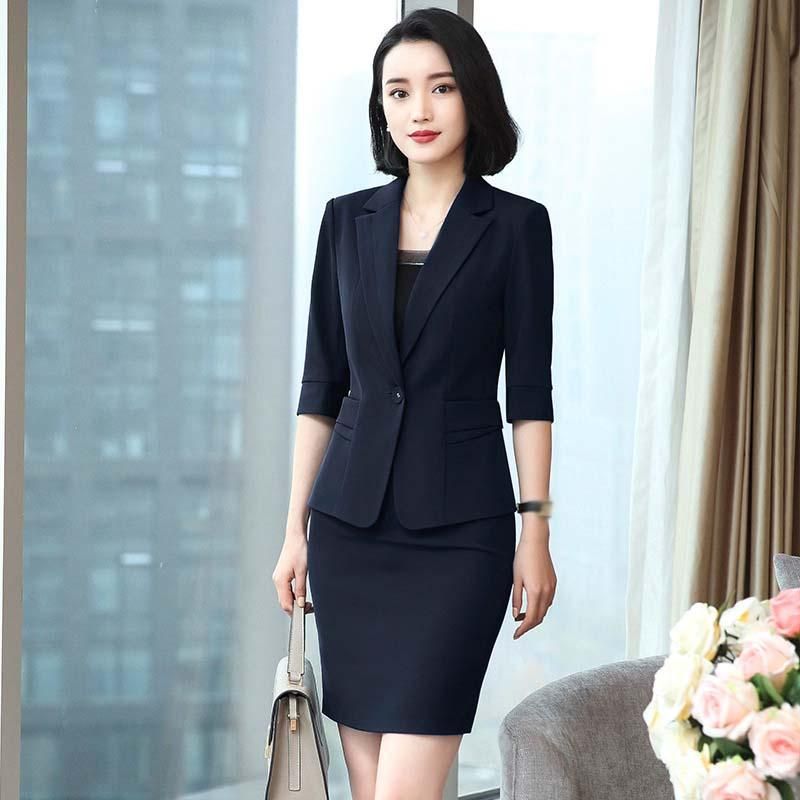 suit blue skirt