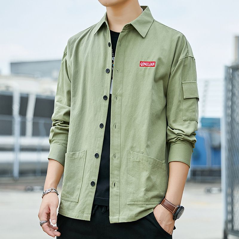 Mens Casual Shirts Army Green Long 